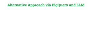 Alternative Approach via BigQuery and LLM
 