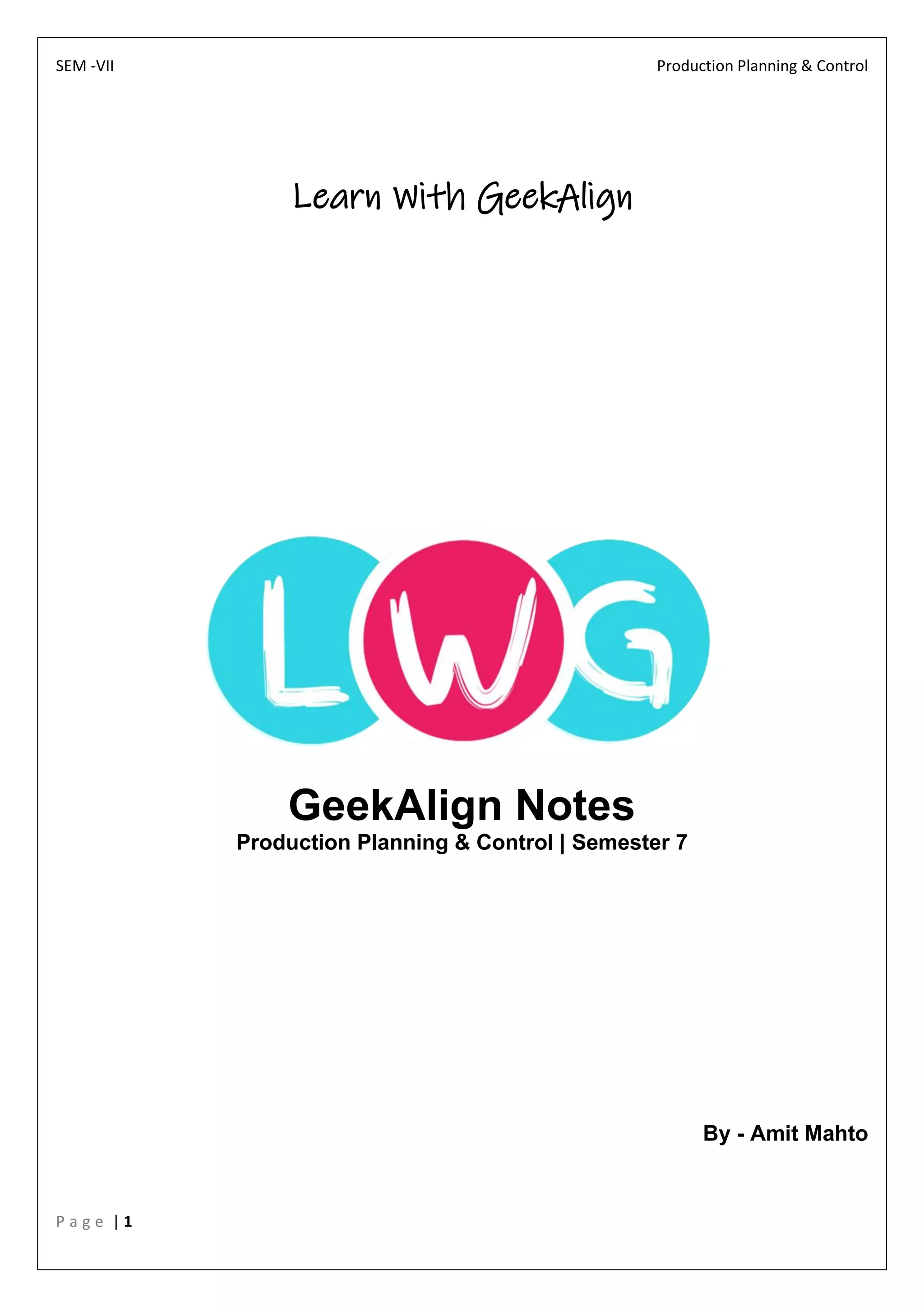 Production Planning & Control Book | PDF