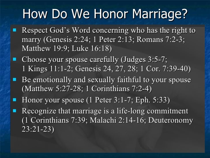 Honoring Marriage