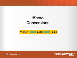 Macro
Conversions
Visitor Lead Sale
@paulklebanov
 