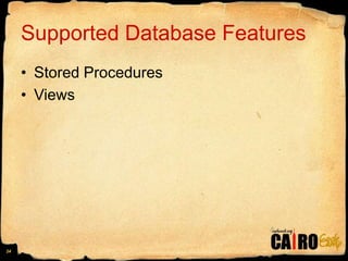 Supported Database FeaturesStored ProceduresViews24
