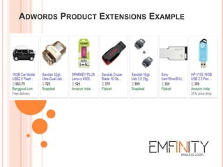 ADWORDS PRODUCT EXTENSIONS EXAMPLE
 