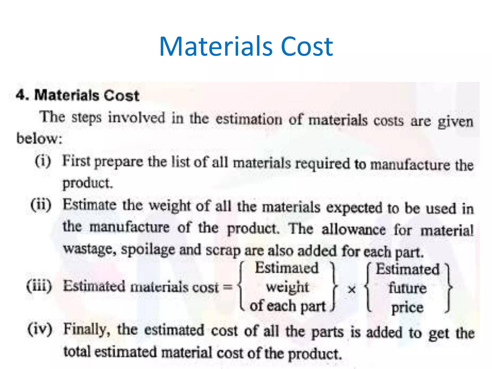 Materials Cost
 