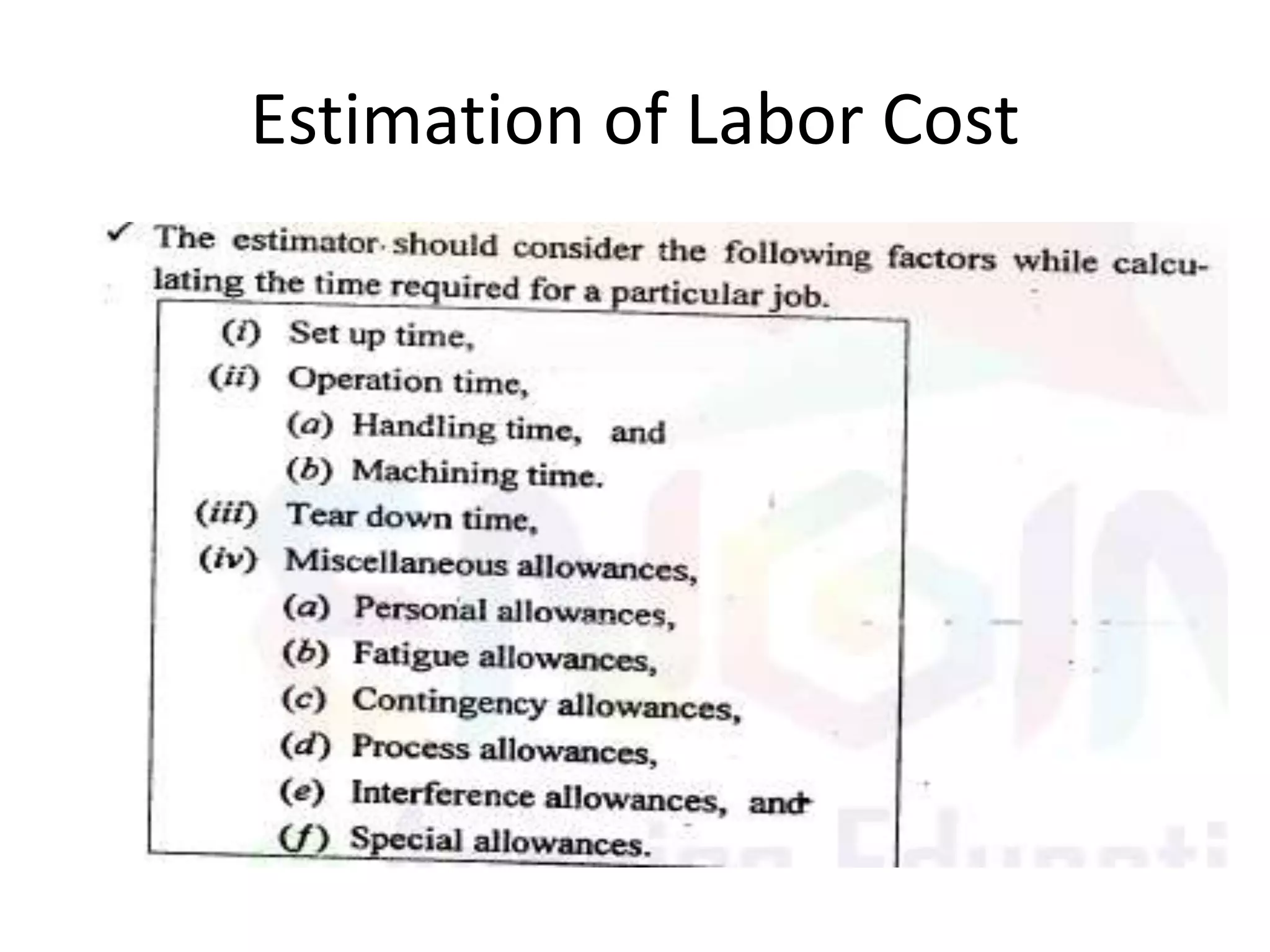 Estimation of Labor Cost
 