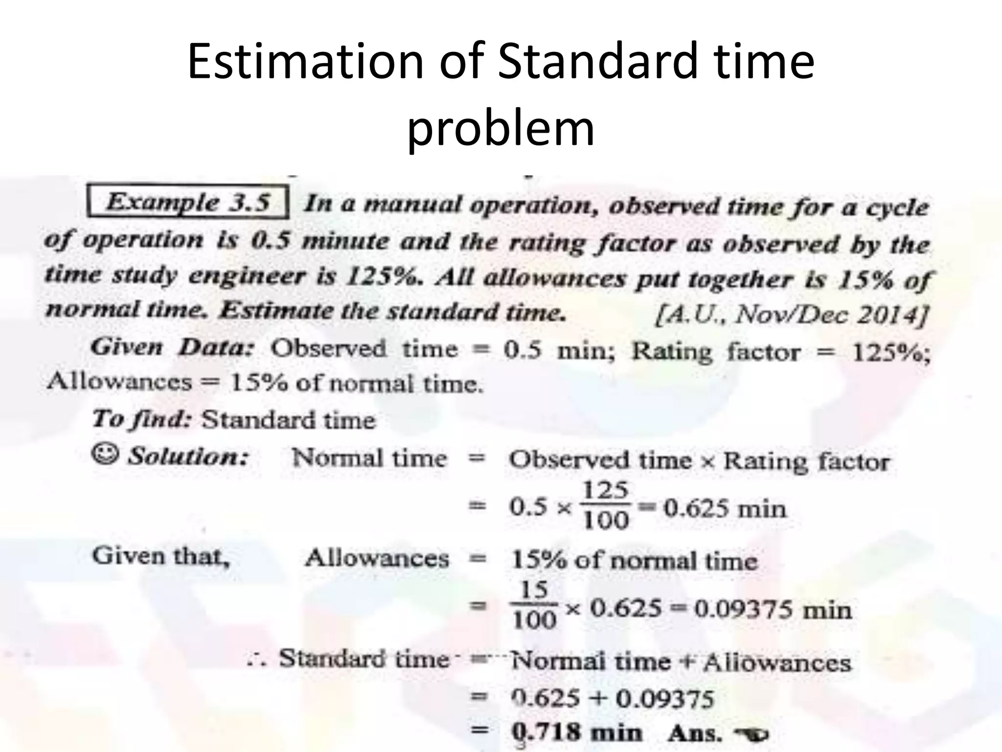 Estimation of Standard time
problem
 
