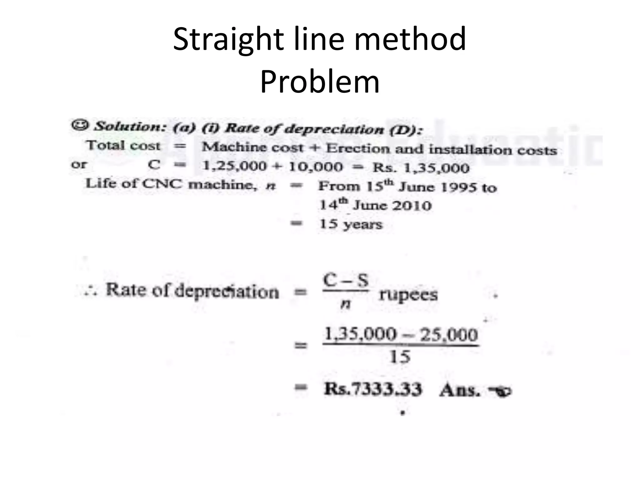 Straight line method
Problem
 