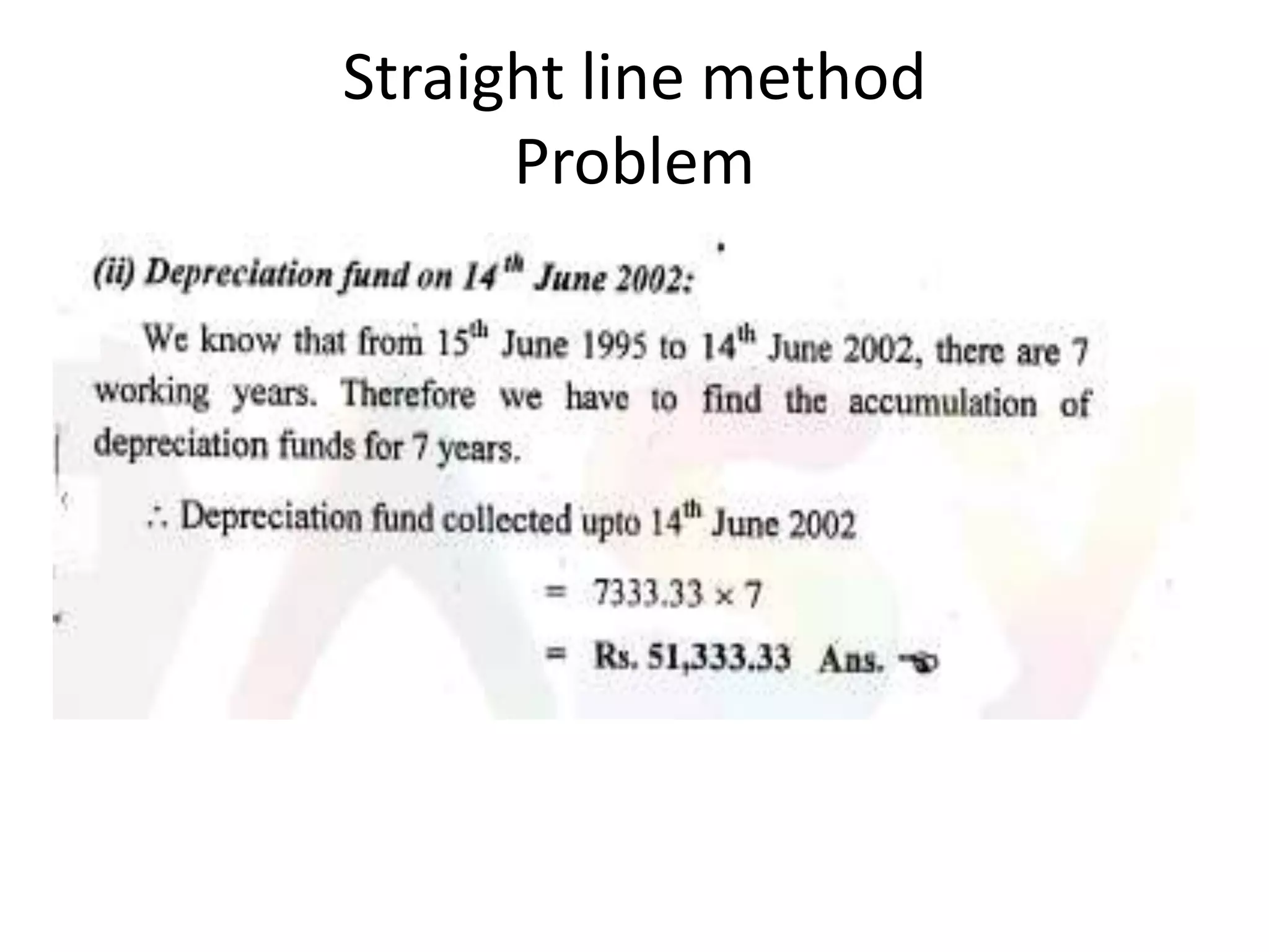 Straight line method
Problem
 