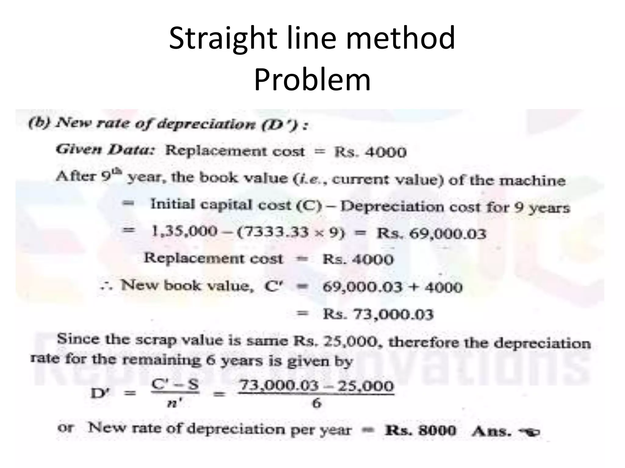 Straight line method
Problem
 