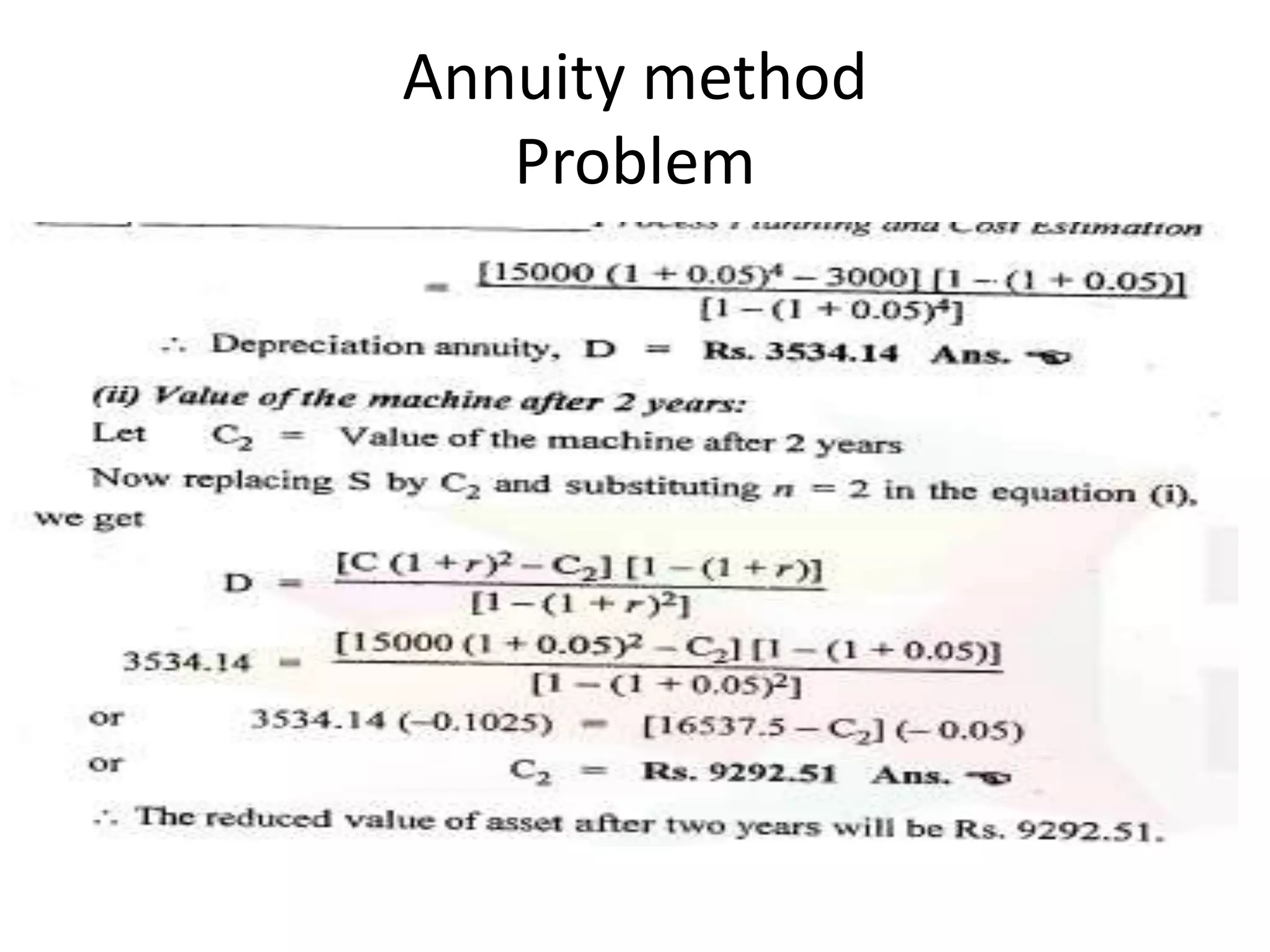 Annuity method
Problem
 
