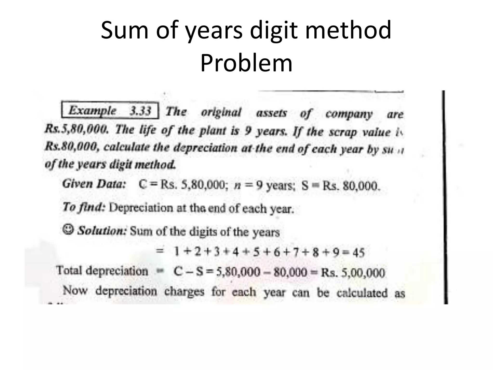 Sum of years digit method
Problem
 