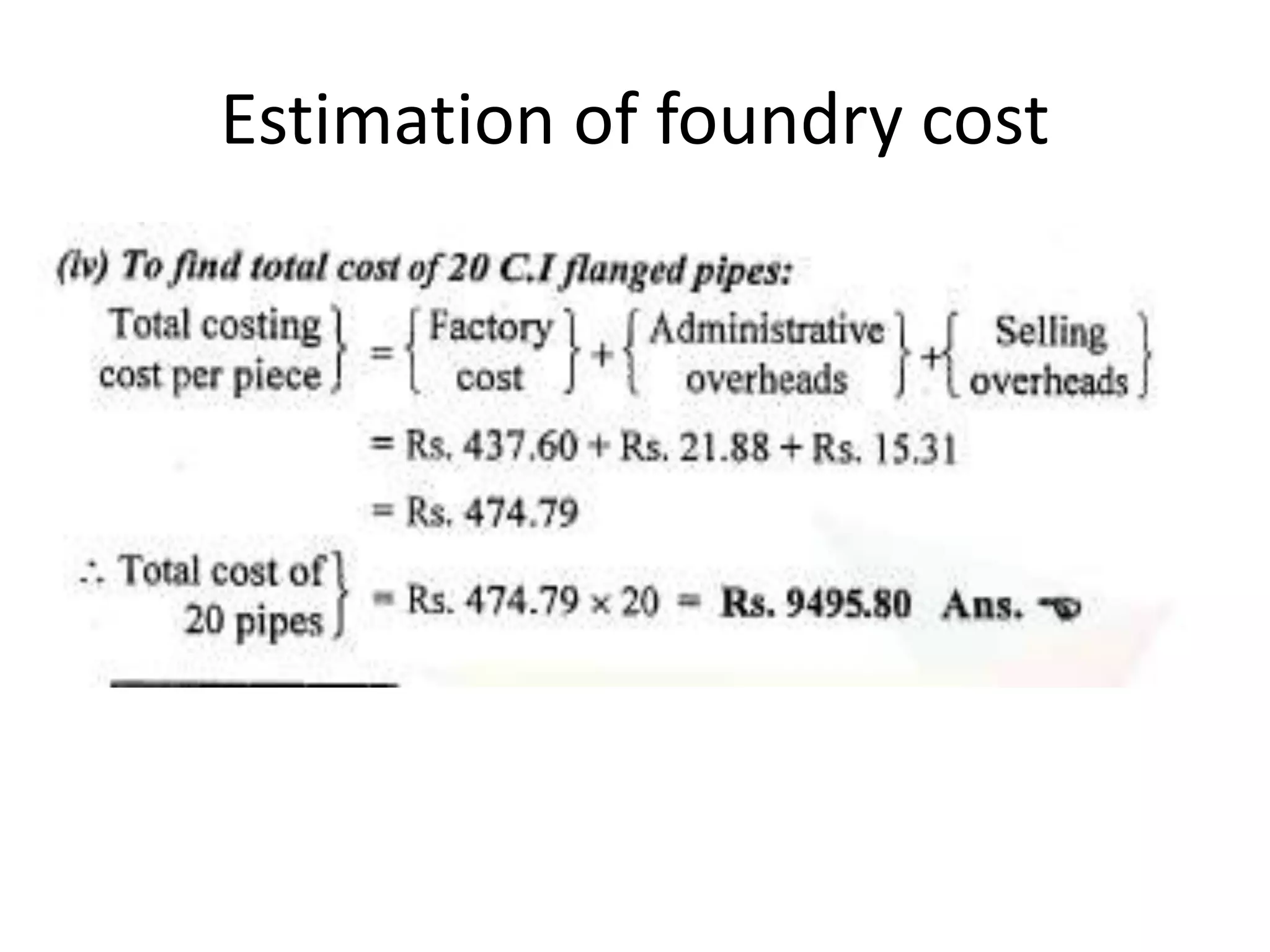 Estimation of foundry cost
 