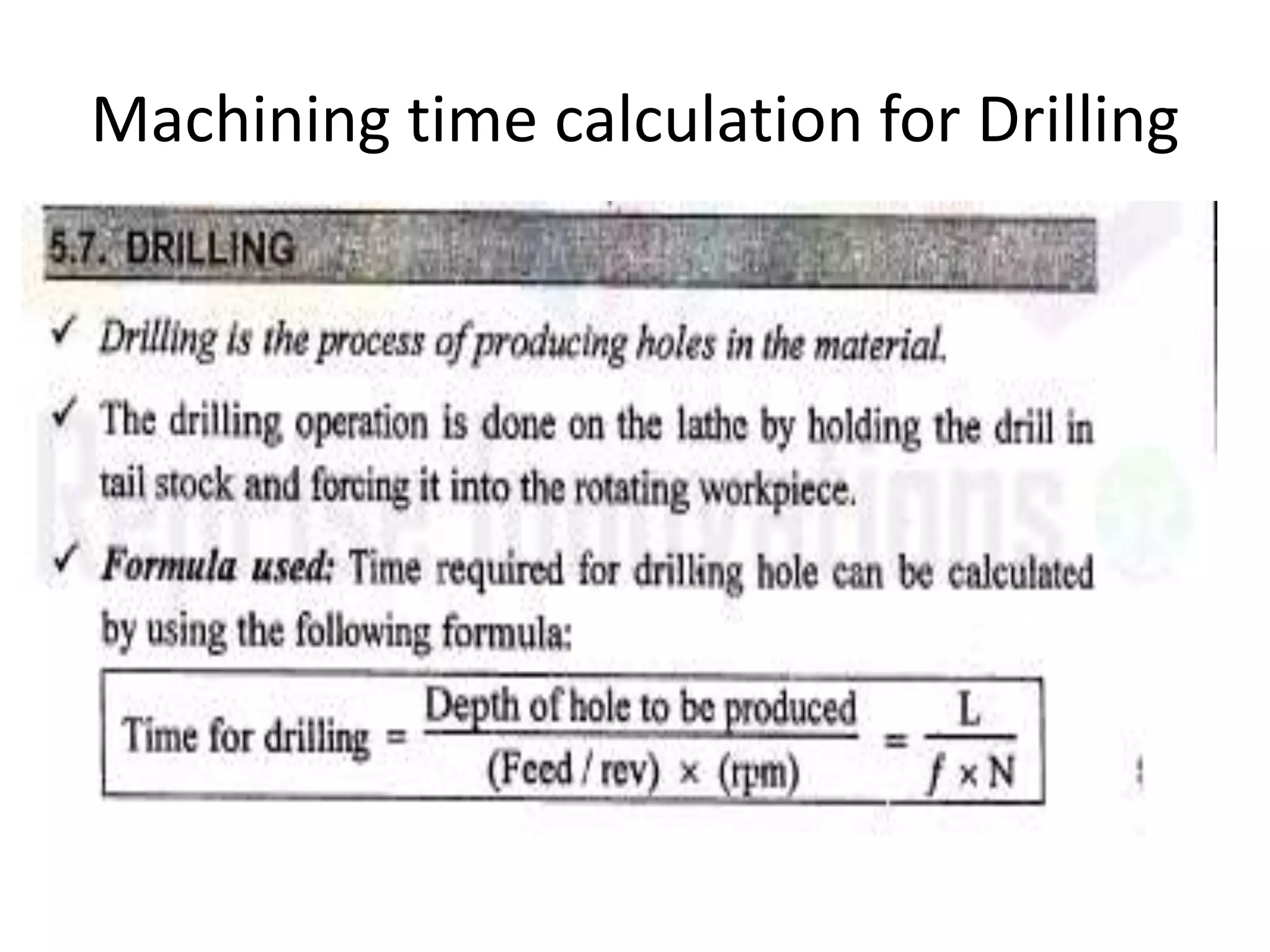 Machining time calculation for Drilling
 