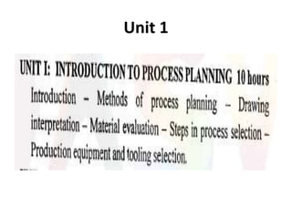 PROCESS PLANNING AND COST ESTIMATION 5 UNITS PPT | PPTX