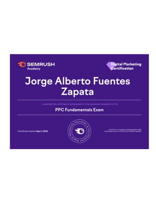 PPC Fundamentals - SEMRush Academy - Jorge Alberto Fuentes Zapata