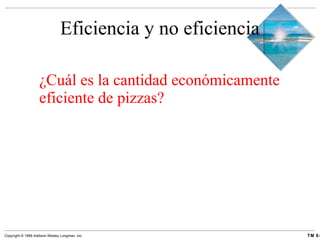 Eficiencia y no eficiencia ¿Cuál es la cantidad económicamente eficiente de pizzas? 