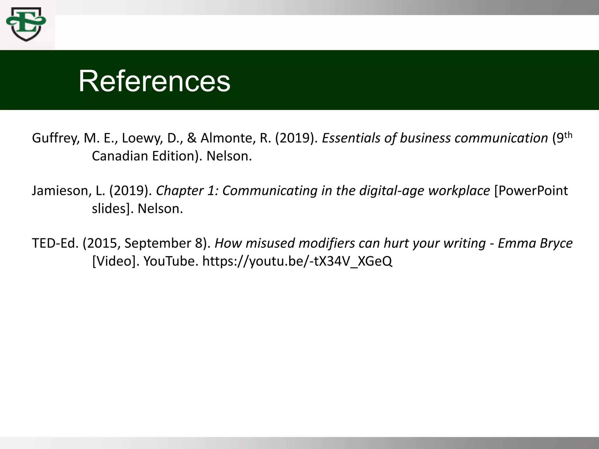 COMM 100 Chpt 3 Emphasis, Voice, and Style