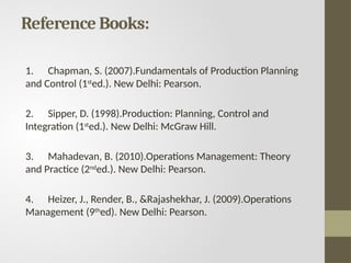 introduction TO PRODUCTION PLANNING AND CONTROL | PPTX