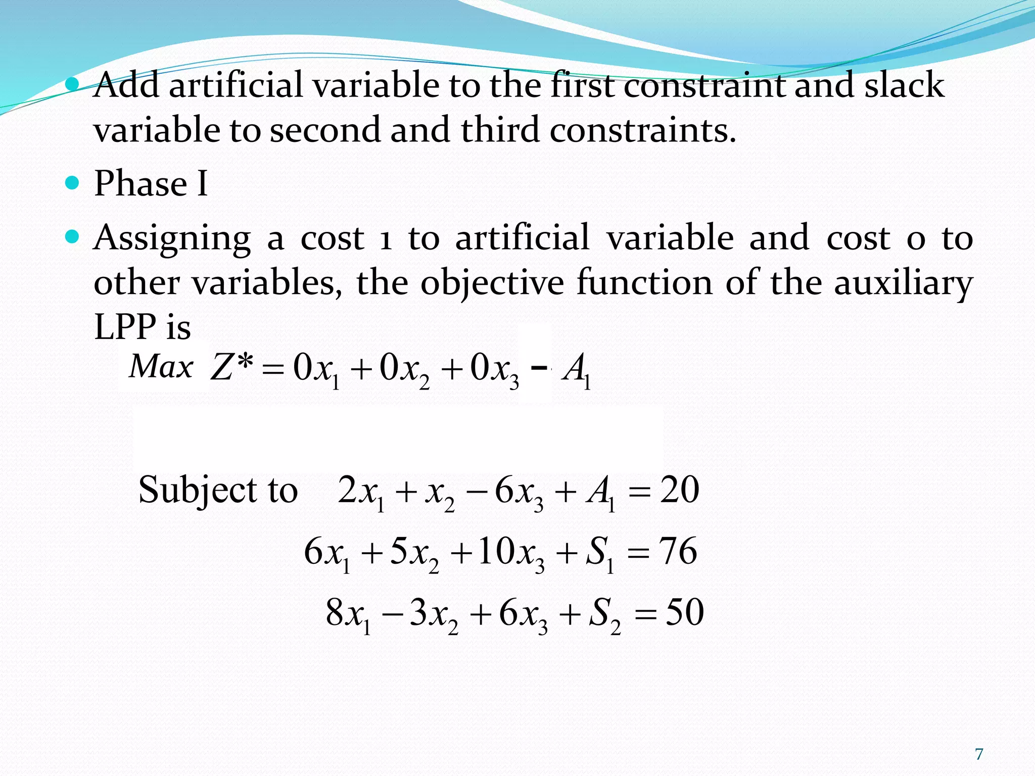 Two phase method linear programming pptx