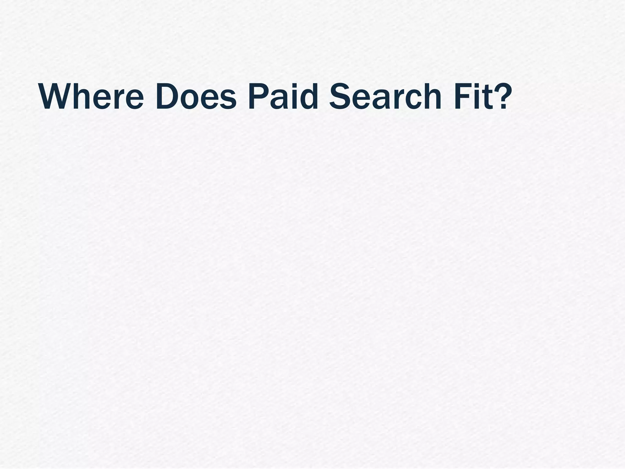 | PPC 101 Webinar 14
Where Does Paid Search Fit?
 
