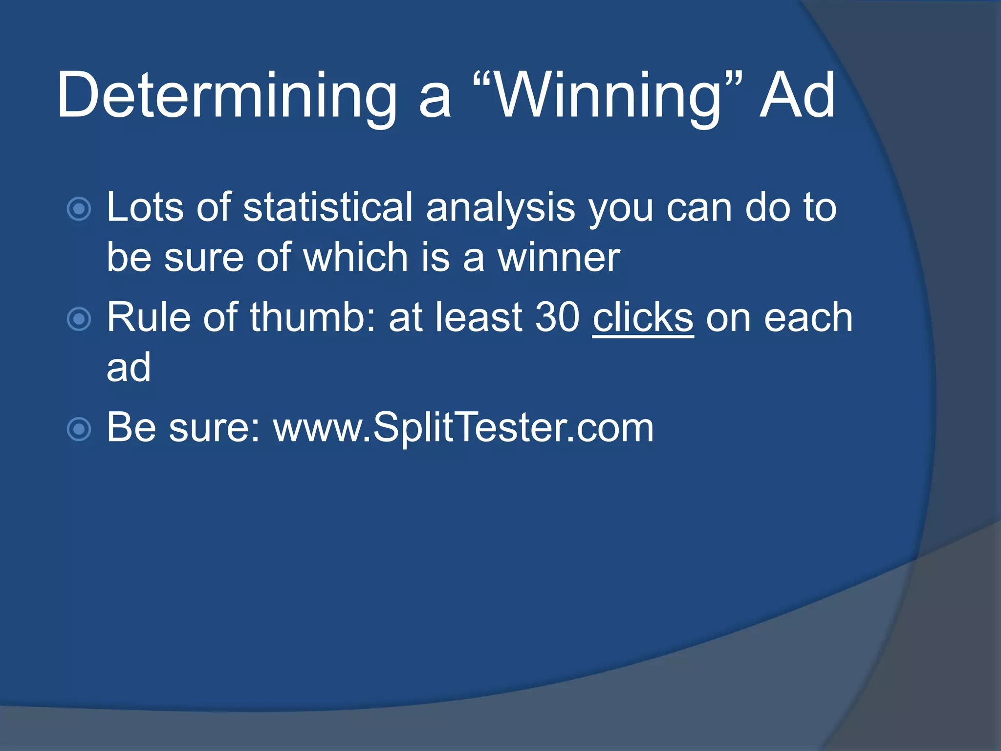 Destination URL – take them to most relevant page possible