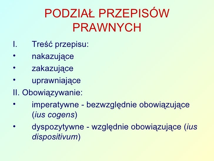 Rozstrzygnij Jaki Rodzaj Prawa Reprezentuje Każdy Z Podanych Przepisów Prawnych Ppdz WykłAd1