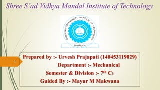 Shree S’ad Vidhya Mandal Institute of Technology
1
 