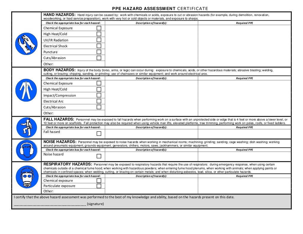 Free Risk Assessment Template Of Ppe Hazard Assessment Form Template
