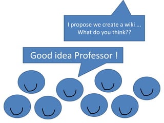 I propose we create a wiki ... What do you think?? Good idea Professor !
