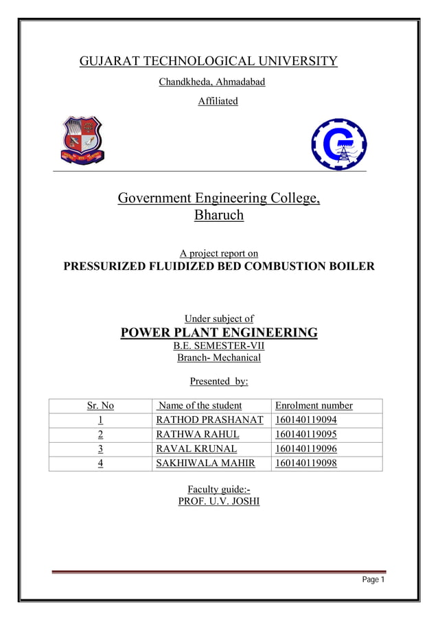 PRESSURIZED FLUIDIZED BED COMBUSTION BOILER PDF