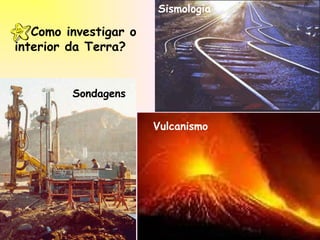 Como investigar o  interior da Terra? Sismologia Vulcanismo Sondagens 