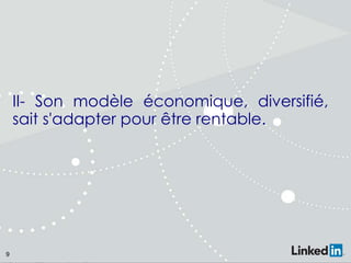 II- Son modèle économique, diversifié,
sait s'adapter pour être rentable.

9

 