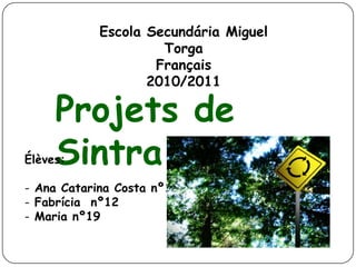 Escola Secundária Miguel Torga Français 2010/2011 Projets de Sintra Élèves: ,[object Object]