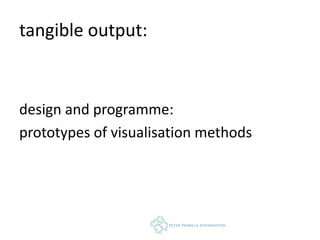 tangible output:


design and programme:
prototypes of visualisation methods
 