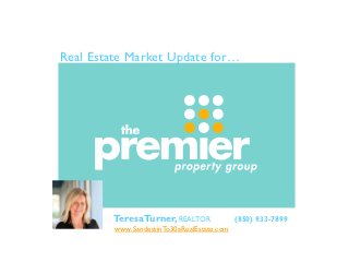 Real Estate Market Update for…




       CTeresa Turner, REALTOR              (850) 933-7899
         www.SandestinTo30aRealEstate.com
 