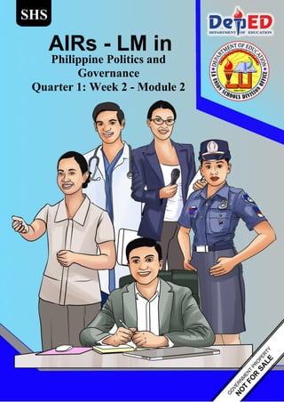 SHS
Philippine Politics and
Governance
Quarter 1: Week 2 - Module 2
 