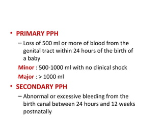 Causes of post-partum haemorrhage