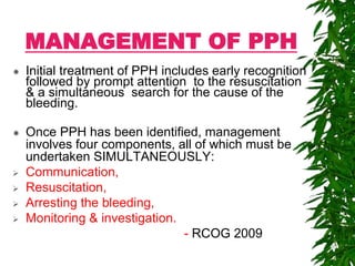 Pph Rcog Guidelines.pdf Medical management of Post Partum Haemorrhage | PPTX
