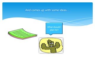 And comes up with some ideas…

What should I
plan for?

 