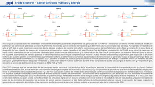 Trade Electoral – Sector Servicios Públicos y Energía
A lo largo de 2022 este sector ha presentado un excelente desempeño, superando ampliamente las ganancias del S&P Merval y mostrando un retorno total en dólares de 109,8%. En
particular, las acciones de petroleras se vieron fuertemente favorecidas por el contexto internacional que determinó valores de energía más elevados. Por ejemplo, a mediados de
año, el WTI tocó el valor máximo en poco más de una década producto del recorte en la oferta como consecuencia del conflicto bélico entre Rusia y Ucrania. En el plano local, el
desarrollo de Vaca Muerta, los avances en proyectos de infraestructura claves (gasoducto NK, plan Duplicar Plus de Oldelval, rehabilitación de OTASA, entre otros), la mejora en el
barril criollo, la flexibilización de los controles cambiarios para productores de hidrocarburos y la nueva edición del Plan Gas.Ar constituyeron un escenario favorable para el sector.
Por su parte, las empresas de servicios públicos se vieron impulsadas por el mayor compromiso que mostró el nuevo ministro de Economía, Sergio Massa, por regularizar la situación
tarifaria. En su corta gestión se implementó la segmentación tarifaria, se determinaron aumentos escalonados en la remuneración a generadores bajo el esquema Energía Base -un
111% escalonado desde noviembre 2022 a agosto 2023-, se llamó a audiencias públicas para actualizar la tarifa de transmisión de energía –Transener solicitó un aumento de 139%
para 2023 y la implementación de ajustes trimestrales- y se llevarán adelante nuevas audiencias durante enero para analizar ajustes a los cargos de distribución y transporte de gas,
así como al servicio de distribución de luz (impacto en EDN, TGS, y TGN)
Para 2023 creemos que las perspectivas del sector siguen siendo atractivas. Los resultados de la licitación por expandir la capacidad de transporte de crudo que lanzó Oldelval
(sobredemandado en 3,6x, lo que derivó en una expansión del proyecto original de 36.000m3/d a 50.000m3/d) y por provisión de gas natural que lanzó la Secretaría de Energía para
llenar el primer tramo del Gasoducto NK (ronda 4 y 5 del Plan Gas.Ar) dan cuentas del interés de las empresas por continuar aumentando la producción de hidrocarburos a nivel local.
Por su parte, las expectativas para las empresas de servicios públicos también son interesantes. La introducción de la segmentación y los esperados ahorros estimados en materia de
importaciones de energía para 2023/2024 le brindan al gobierno mayor flexibilidad financiera para otorgar ajustes a los ingresos regulados de estas empresas. A su vez, y con foco
en el trade electoral, si, quien se alce como favorito en las encuestas logra con un discurso ortodoxo convencer sobre la necesidad de reducir los subsidios y respetar las reglas de
juego de los contratos de concesión, las acciones del sector podrían reaccionar al alza. Estas señales de institucionalidad deberían reducir la percepción del riesgo regulatorio,
generando una expansión de múltiplos. Vale mencionar que las empresas de servicios públicos todavía se encuentran lejos de los máximos de 2018.
Min
US$0,19
Q1
US$0,35
Mediana
US$0,58
Q3
US$1,69
Max
US$4,21
Last
US$1,06
TGNO4
Min
US$0,78
Q1
US$1,07
Mediana
US$1,59
Q3
US$2,88
Max
US$4,75
Last
US$2,4
TGSU2
Min
US$2,58
Q1
US$4,58
Mediana
US$9,31
Q3
US$17,74
Max
US$26,41
Last
US$9,22
YPFD
Min
US$0,14
Q1
US$0,23
Mediana
US$0,34
Q3
US$1,42
Max
US$3,35
Last
US$0,54
TRAN
Min
US$0,37
Q1
US$0,6
Mediana
US$0,95
Q3
US$1,57
Max
US$2,98
Last
US$1,28
PAMP
Min
US$0,19
Q1
US$0,29
Mediana
US$0,43
Q3
US$1,17
Max
US$2,48
Last
US$0,63
CEPU
Min
US$0,14
Q1
US$0,24
Mediana
US$0,35
Q3
US$1,52
Max
US$3,16
Last
US$0,41
EDN
Min
US$0,01
Q1
US$0,02
Mediana
US$0,04
Q3
US$0,07
Max
US$0,14
Last
US$0,06
COME
30
 