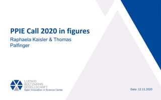 PPIE Call 2020 in figures
Date: 12.11.2020
Raphaela Kaisler & Thomas
Palfinger
 