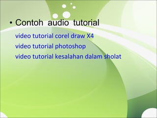 Contoh audio tutorial video tutorial corel draw X4 video tutorial photoshop video tutorial kesalahan dalam sholat 
