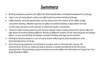 Plasma Protein Binding of Drugs in the Elderly | PPTX