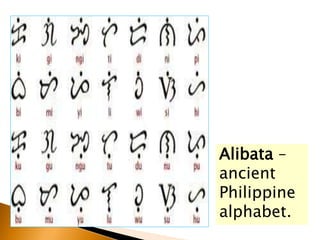 Alibata –
ancient
Philippine
alphabet.
 