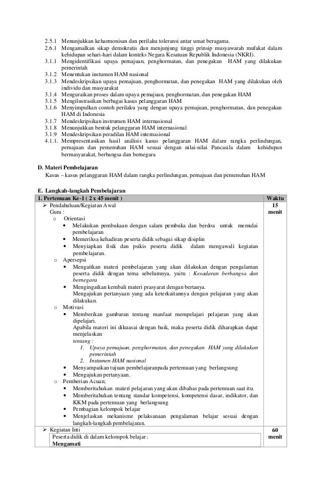 RPP SMA PPKN Kelas XI