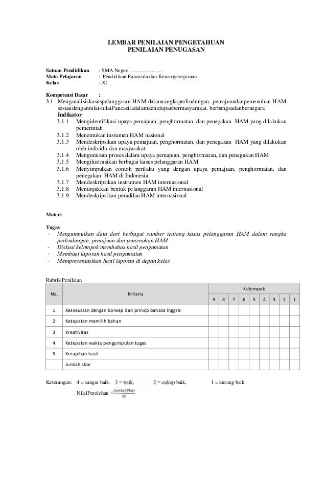 RPP SMA PPKN Kelas XI