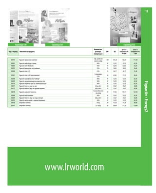 19




           Страница 130                                       Страница 131                                           Страница 132
                                                                             Количество,                           Цена за           Цена за
Код и подкод   Описание на продукта                                           размери,          PW     GV      сътрудник в лв.   Сътрудник в лв.
                                                                             информация                           без ДДС             с ДДС


                                                                              3 бр. шейк или
   80193       Figuactiv троен микс комплект                                                    107   127,25       142,83            171,40
                                                                              супа по избор
   80201       Figuactiv шейк ягода и банан                                        450 г        47    52,92        52,92             63,50
   80203       Figuactiv Latte Macchiato                                           450 г        47    52,92        52,92             63,50
   80205       Figuactiv билков чай за отслабване                                  250 г        25    28,83        28,83             34,60
   80380       Figuactiv Linée +3                                                 210 г         23    26,17        26,17             31,40
                                                                               3 опаковки х
   80381       Figuactiv Linée +3, троен комплект                                               58    65,85        71,33             85,60
                                                                                    210 г
   80208       Figuactiv картофена супа "Auberge"                                   500 г       47    52,92        52,92             63,50
   80209       Figuactiv средиземноморска доматена супа                             500 г       47    52,92        52,92             63,50




                                                                                                                                                   Figuactiv • Еnergy2
   80210       Figuactiv индийска супа със зеленчуци и къри                         500 г       47    52,92        52,92             63,50
   80271       Figuactiv блокче с вкус на нуга                                   6 бр.х 60 г    32    35,67        35,67             42,80
   80272       Figuactiv блокче с вкус на хрупкав карамел                       6 бр. х 60 г    32    35,67        35,67             42,80
                                                                             3 кутии блокчета
   80278       Figuactiv комплект блокчета                                                      81    91,96        101,17            121,40
                                                                                  по избор
   80280       Figuactiv шейк ванилия                                               450 г       47    52,92         52,92            63,50
   80284       Figuactiv блокче с вкус на ягода и йогурт                        6 бр. х 60 г    32    35,67         35,67            42,80
   80295       Figuactiv мюсли-шейк с червена боровинка                             450 г       47    52,92         52,92            63,50
   80540       Енергийна напитка                                                   10 бр.       39    41,58         41,58            49,90
   80541       Енергийна напитка                                                3 х 10 бр.      85    89,94        112,42            134,90




                                                        www.lrworld.com
 