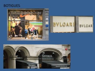 Actualment és un dels eixos vertebrals més importants de BarcelonaMANIFESTACIONS ARTÍSTIQUES BASADES EN LA MITOLOGIA GRECOROMANAVICTÒRIA (NIKÉ) :Deessa que personificava la victòria, el triomf.