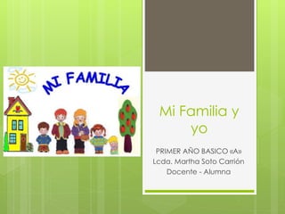 Mi Familia y
yo
PRIMER AÑO BASICO «A»
Lcda. Martha Soto Carrión
Docente - Alumna
 