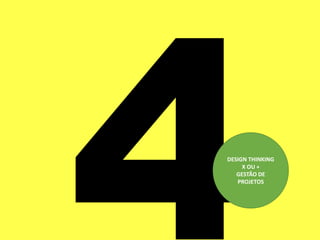 DESIGN THINKING
X OU +
GESTÃO DE
PROJETOS
 