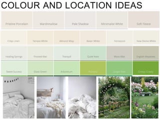COLOUR AND LOCATION IDEAS
 